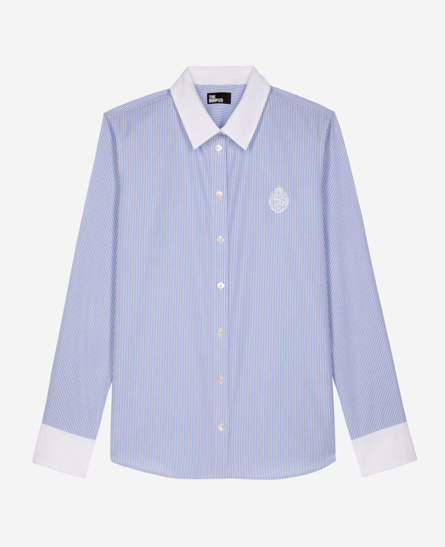 The Kooples DAMEN BLUE WHITE blaues popeline-streifenhemd