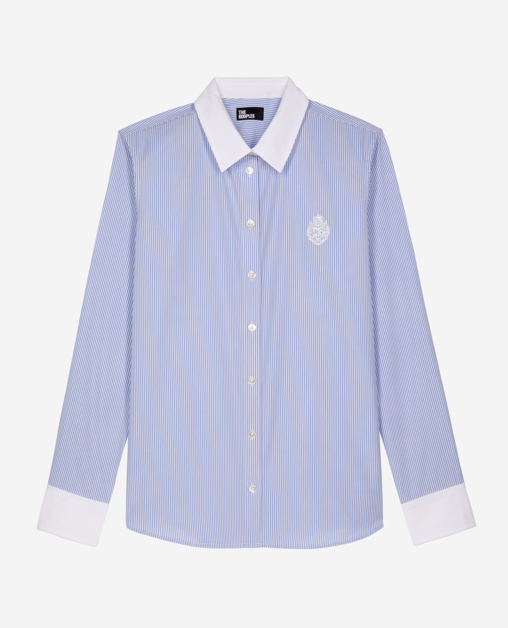 Blue poplin striped shirt, BLUE WHITE, hi-res image number null