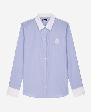 The Kooples WOMEN BLUE WHITE blue poplin striped shirt