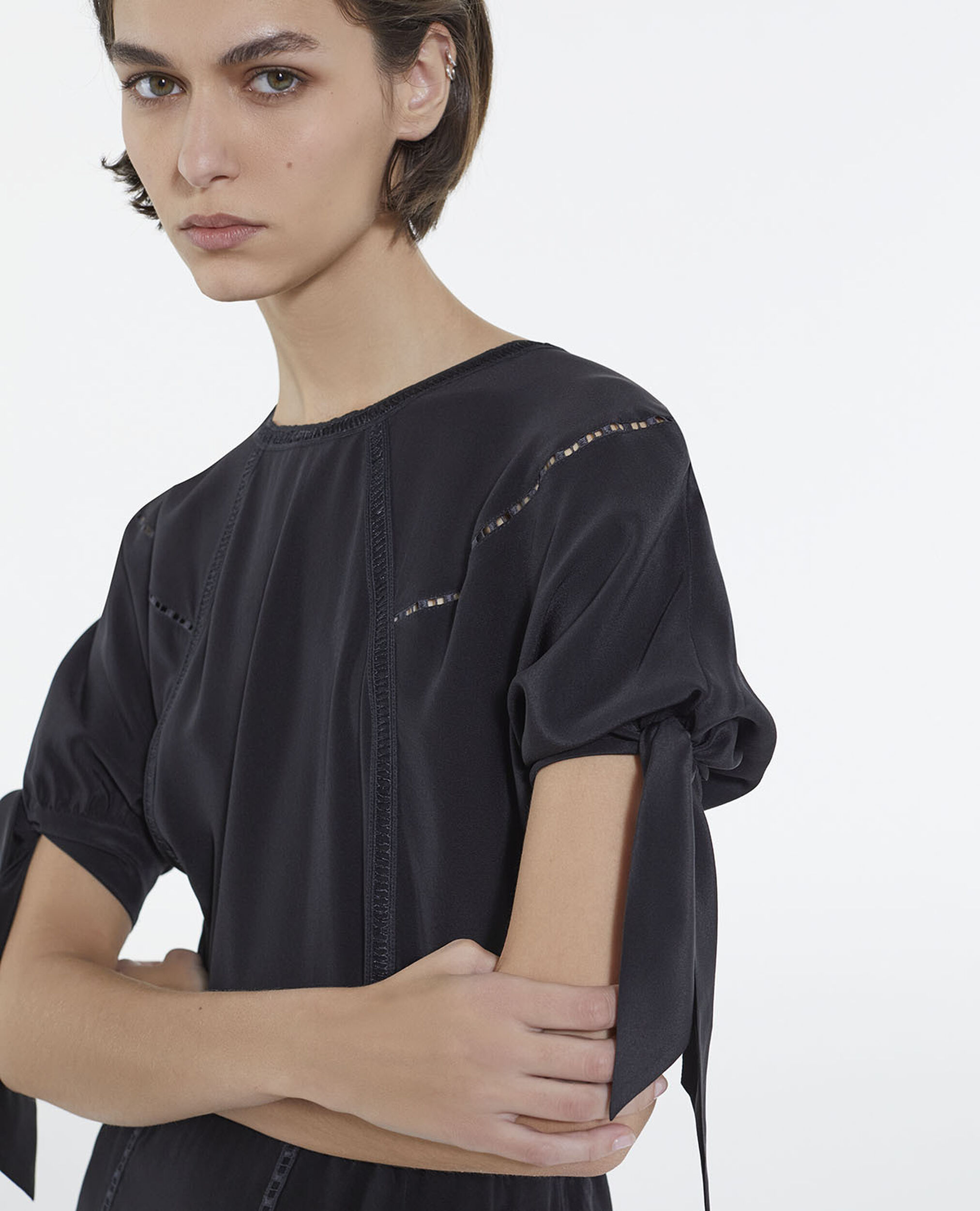 Short sleeves black | knotted Kooples silk The with dress