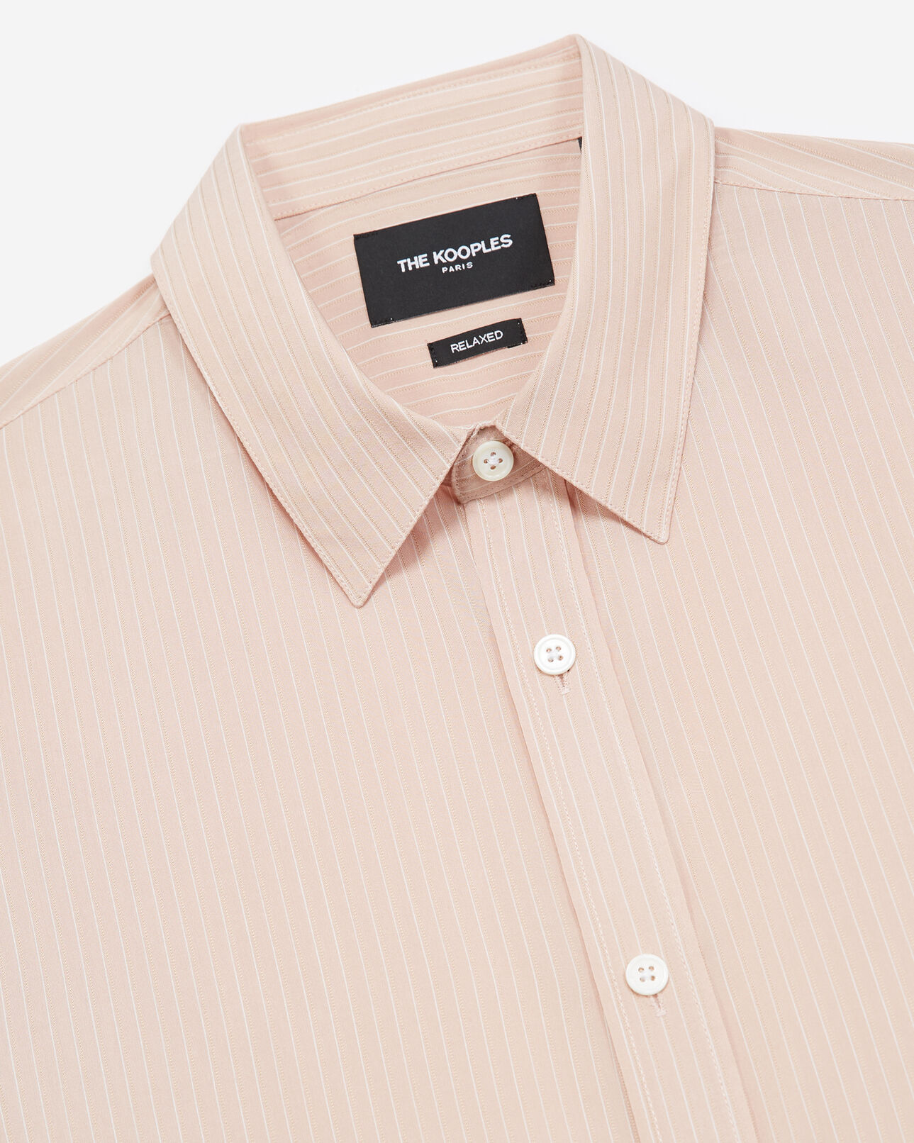 The Kooples HOMME PINK-WHITE chemise rose pâle à rayures col classique