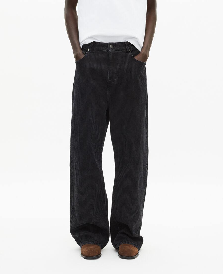 The Kooples HERREN BLACK WASHED gerippte, schwarze jeans mit baggy-passform