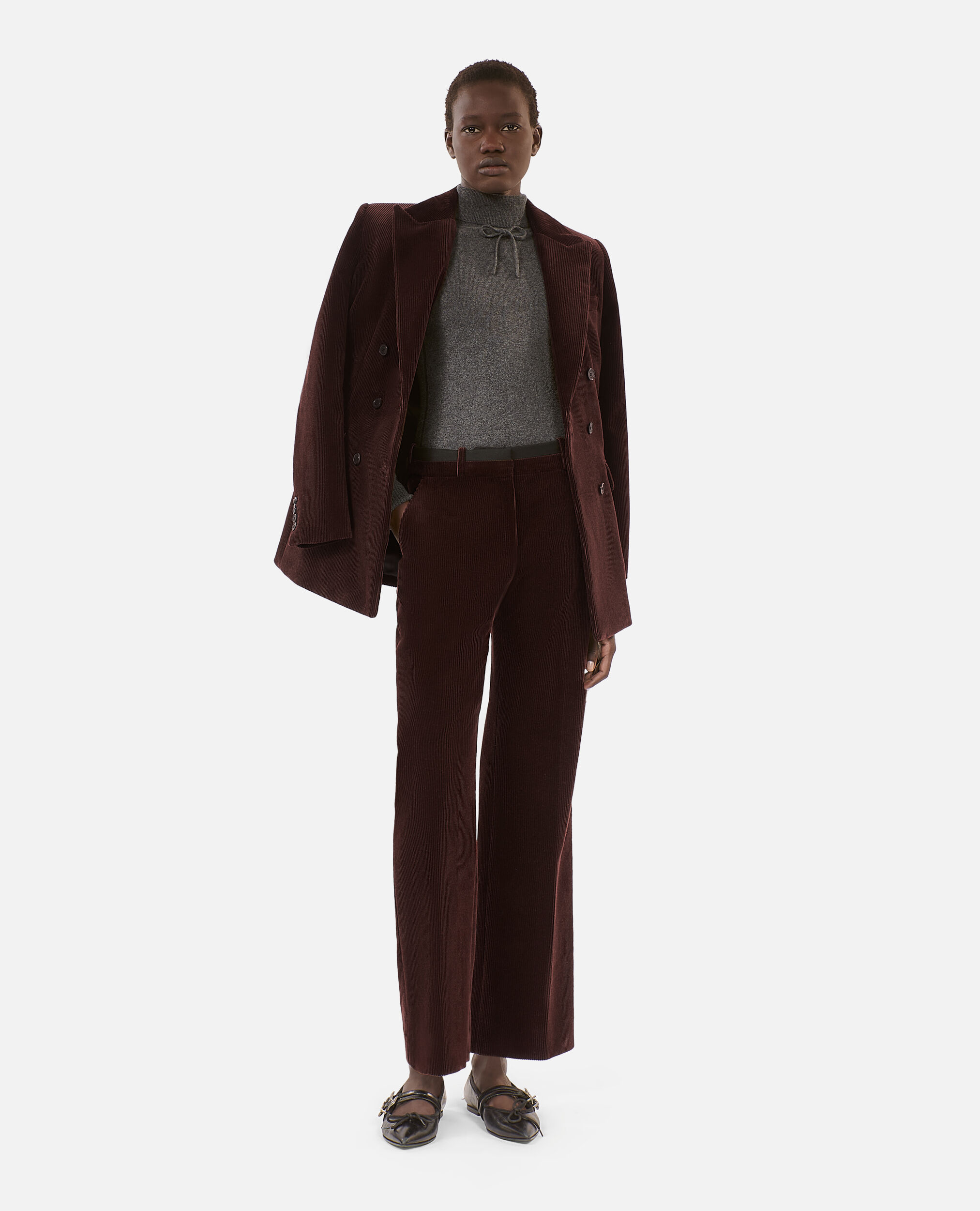 Braune Cordhose mit geradem Bein, BROWN, hi-res image number null