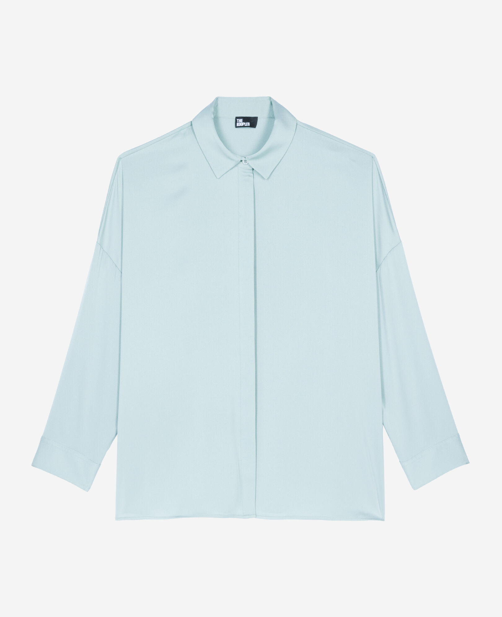 The Kooples WOMEN BLUE/GREEN loose fit celadon silk shirt