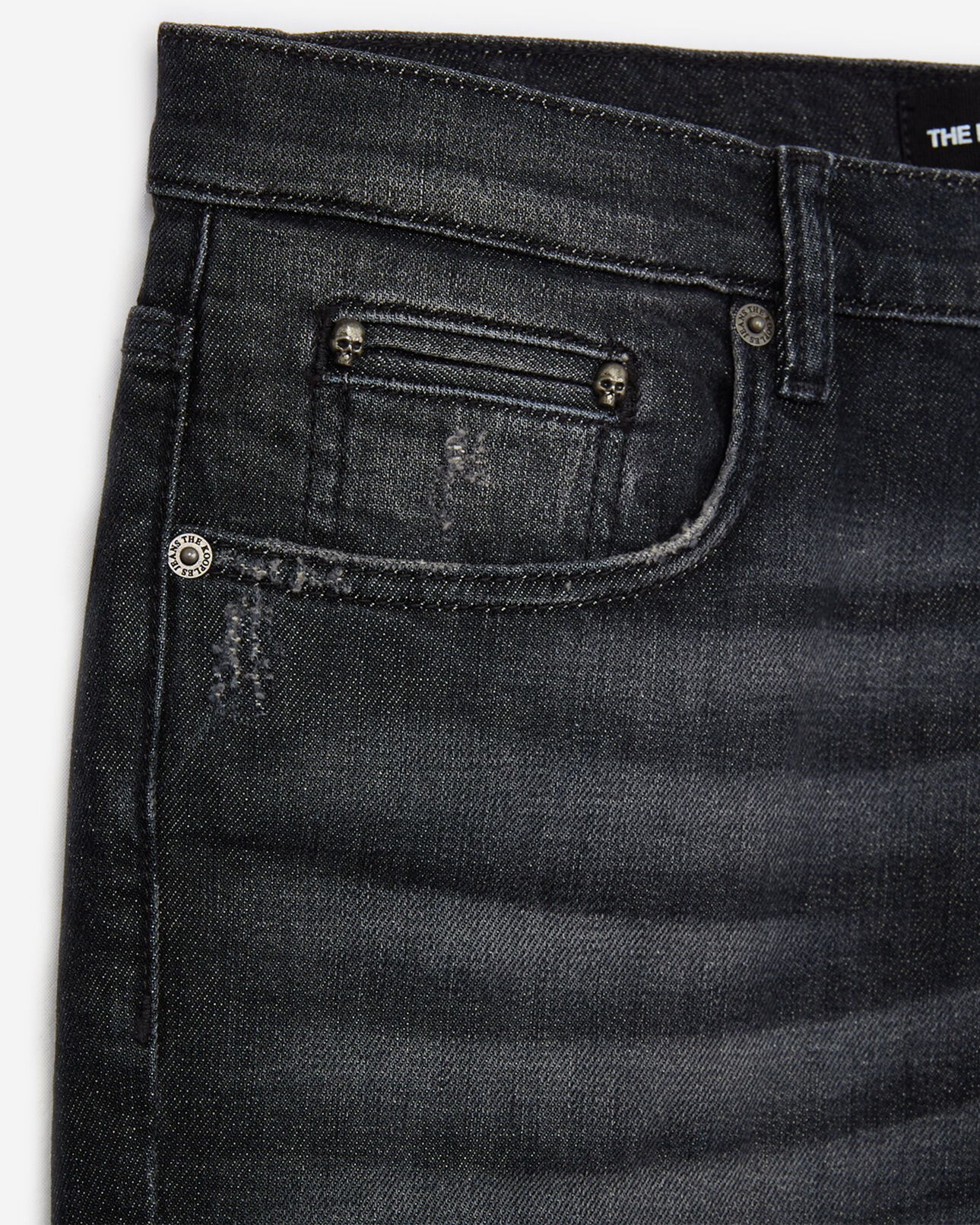 The Kooples MEN BLACK DENIM tapered grey ripped jeans