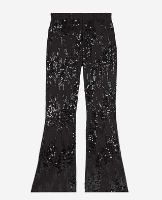 The Kooples F BLACK black sequinned flare pants