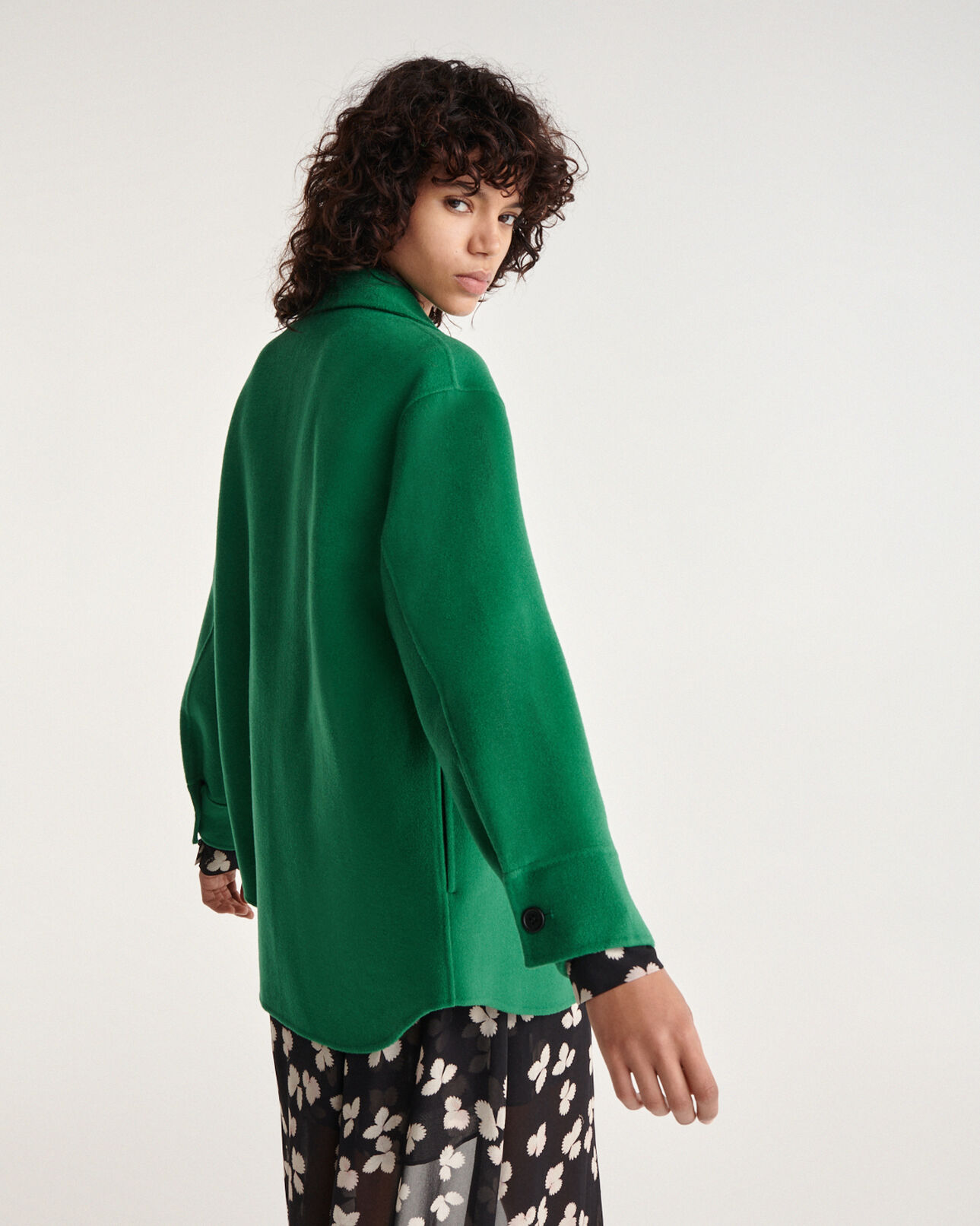 The Kooples WOMEN APPLE overshirt-style green wool jacket