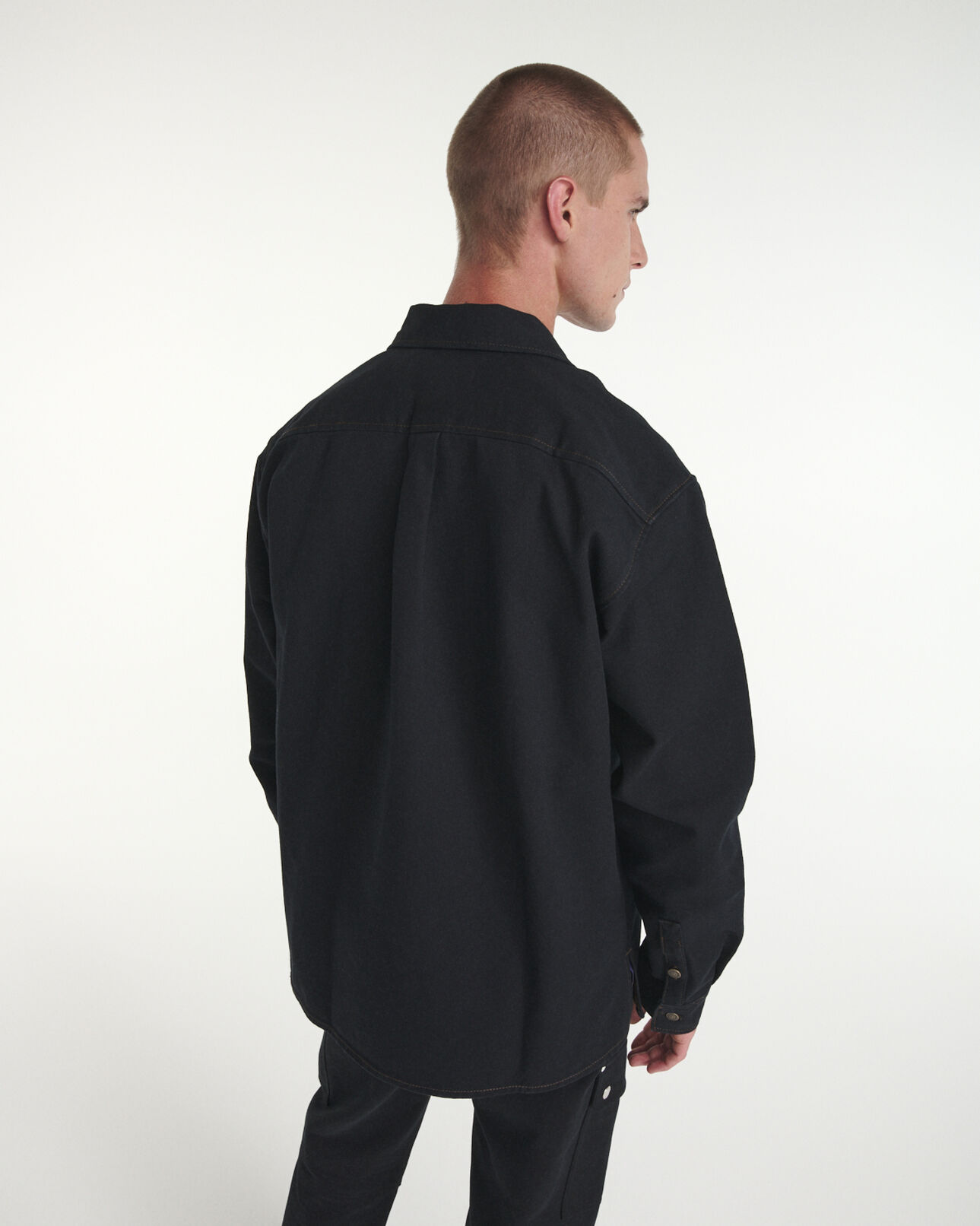 The Kooples MEN BLACK black jean shirt with patch pockets