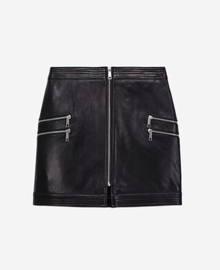 The Kooples FEMME BLACK jupe courte en cuir noire