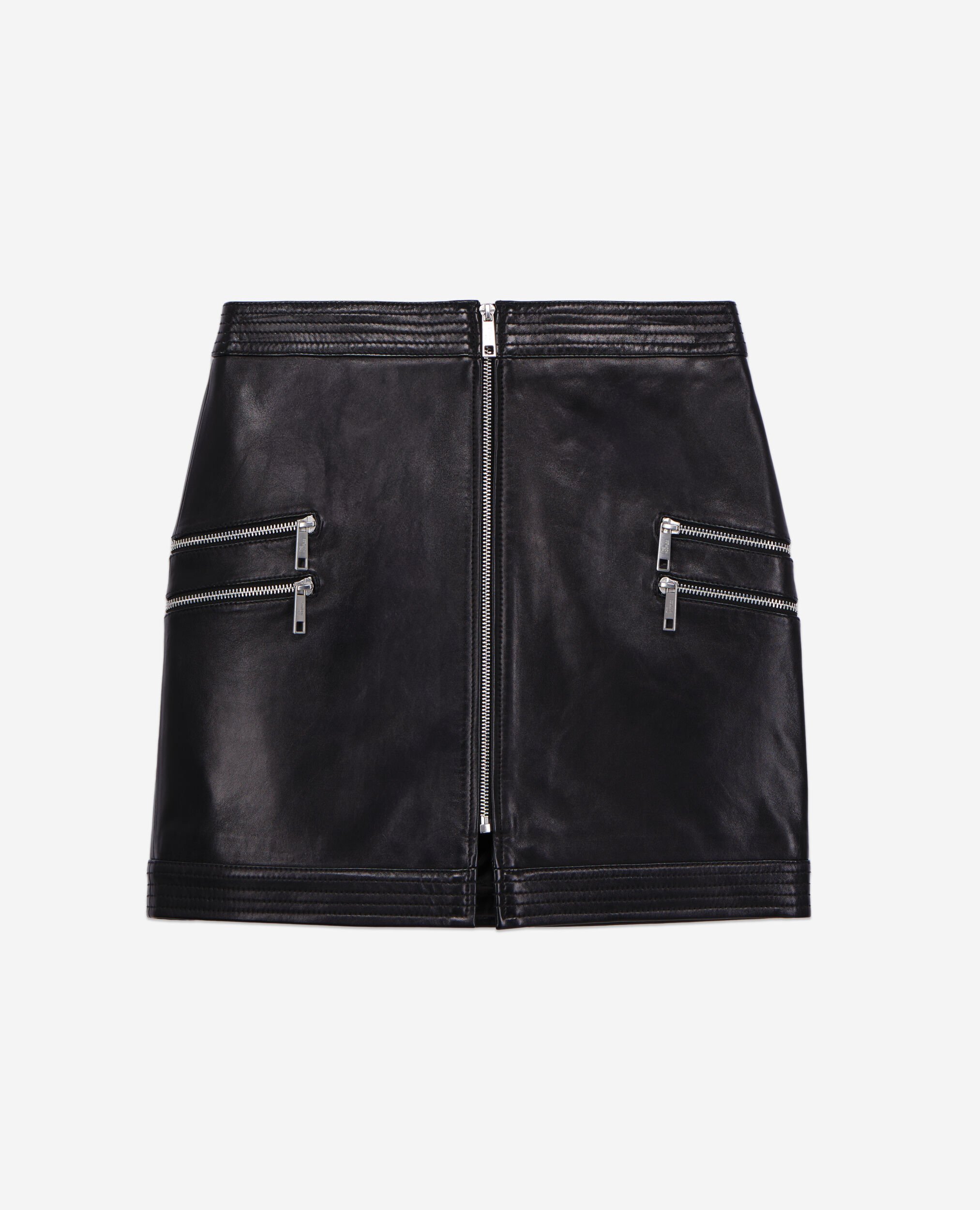 Jupe courte en cuir noire, BLACK, hi-res image number null