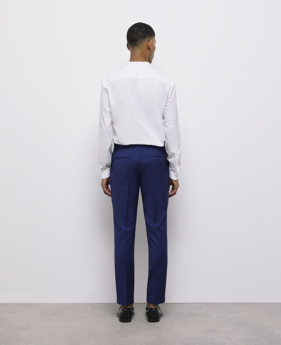 pantalon de costume micro motif bleu marine