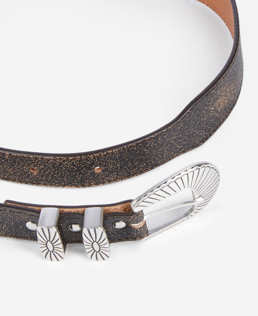 The Kooples F BROWN thin brown leather belt