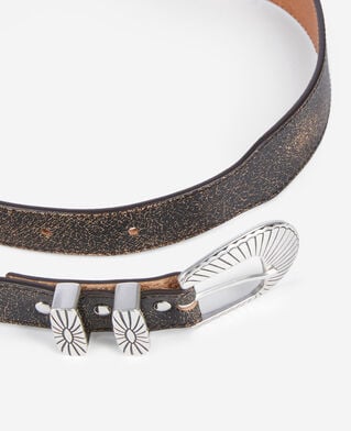 The Kooples F BROWN thin brown leather belt