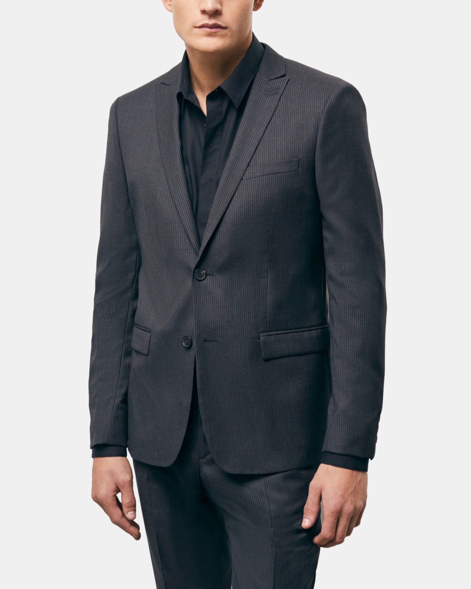 Striped wool suit jacket, BLACK GREY, hi-res image number null