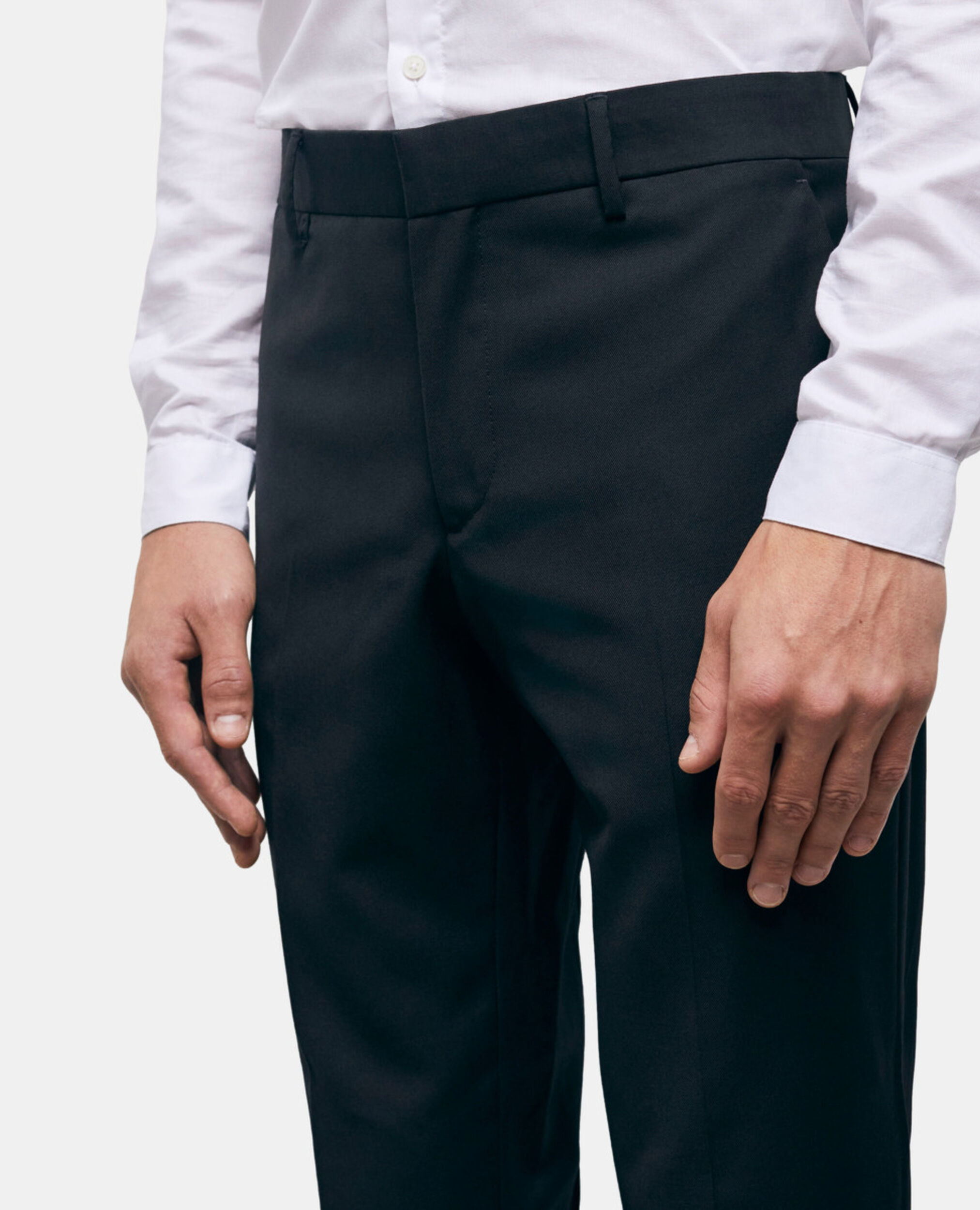 Pantalon de costume en laine noir, BLACK, hi-res image number null