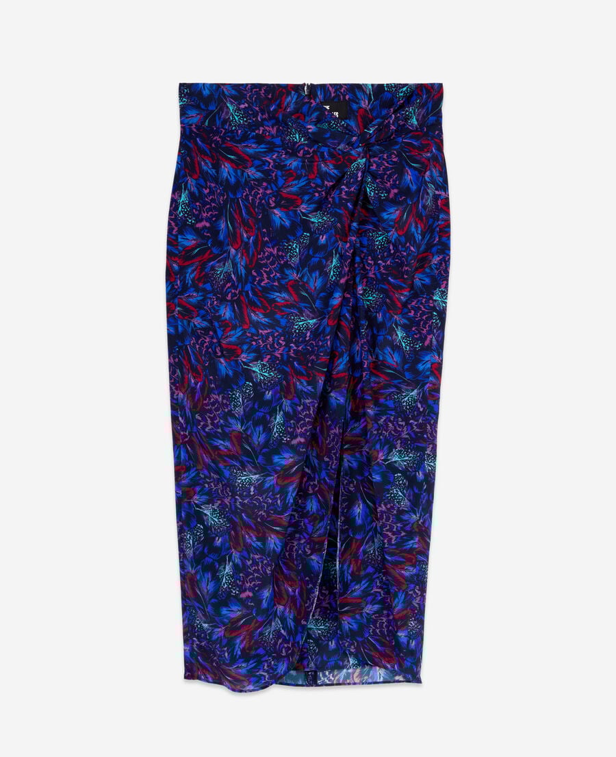 The Kooples WOMEN BLUE RED printed midi skirt