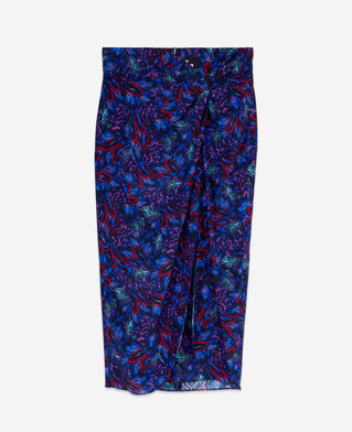 The Kooples WOMEN BLUE RED printed midi skirt