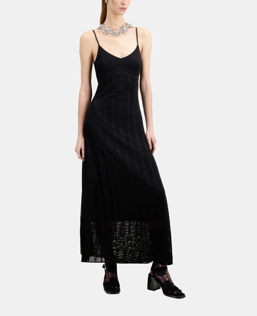 The Kooples F BLACK long black openwork knit dress