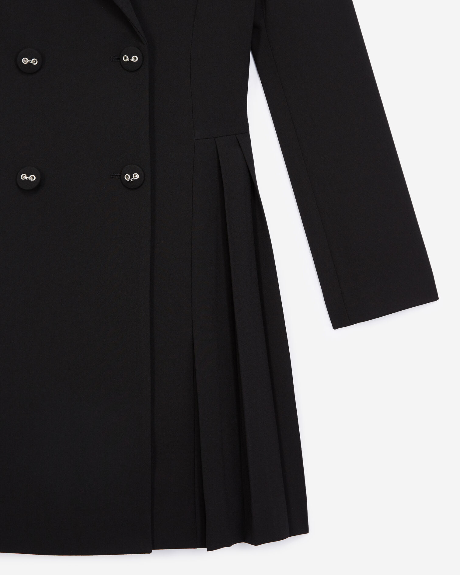 Robe façon veste plissée noire, BLACK, hi-res image number null