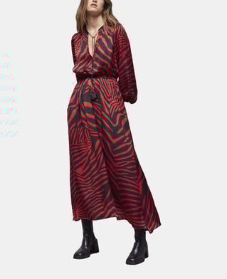 The Kooples WOMEN BLACK - RED long red printed dress