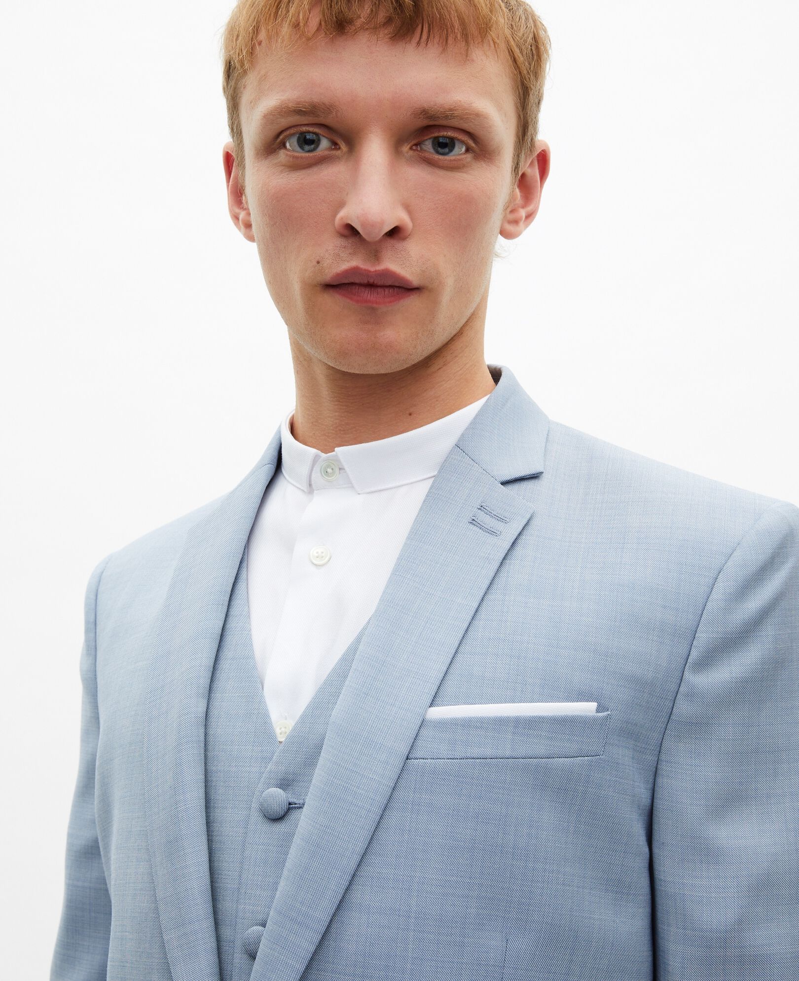 The Kooples MEN BLUE light blue wool suit fitted jacket