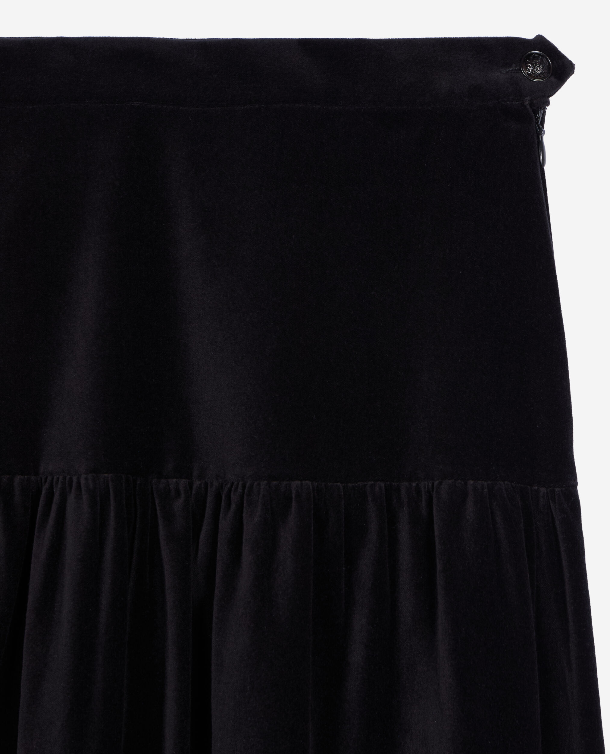 Black velvet long skirt