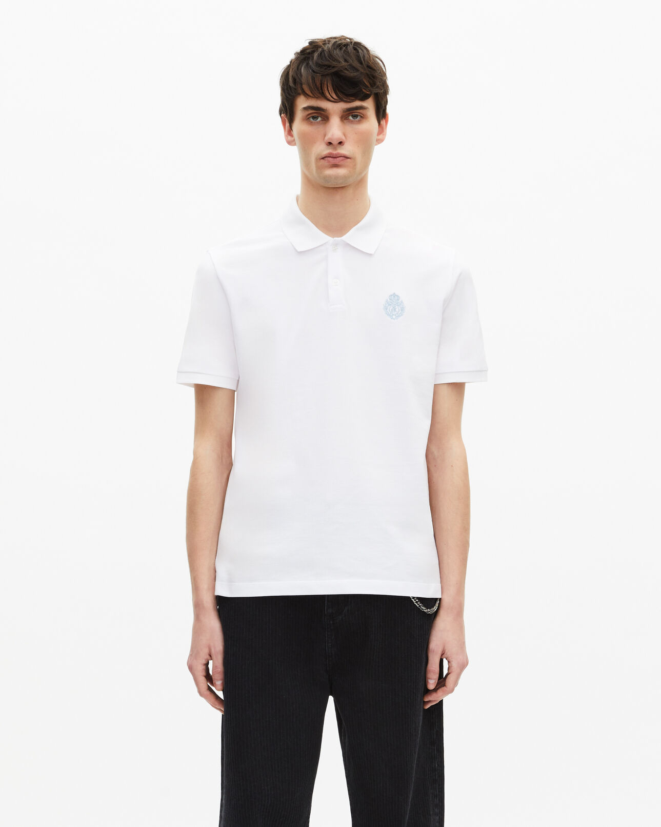 The Kooples HERREN WHITE piqué-poloshirt mit klassischem kragen weiß