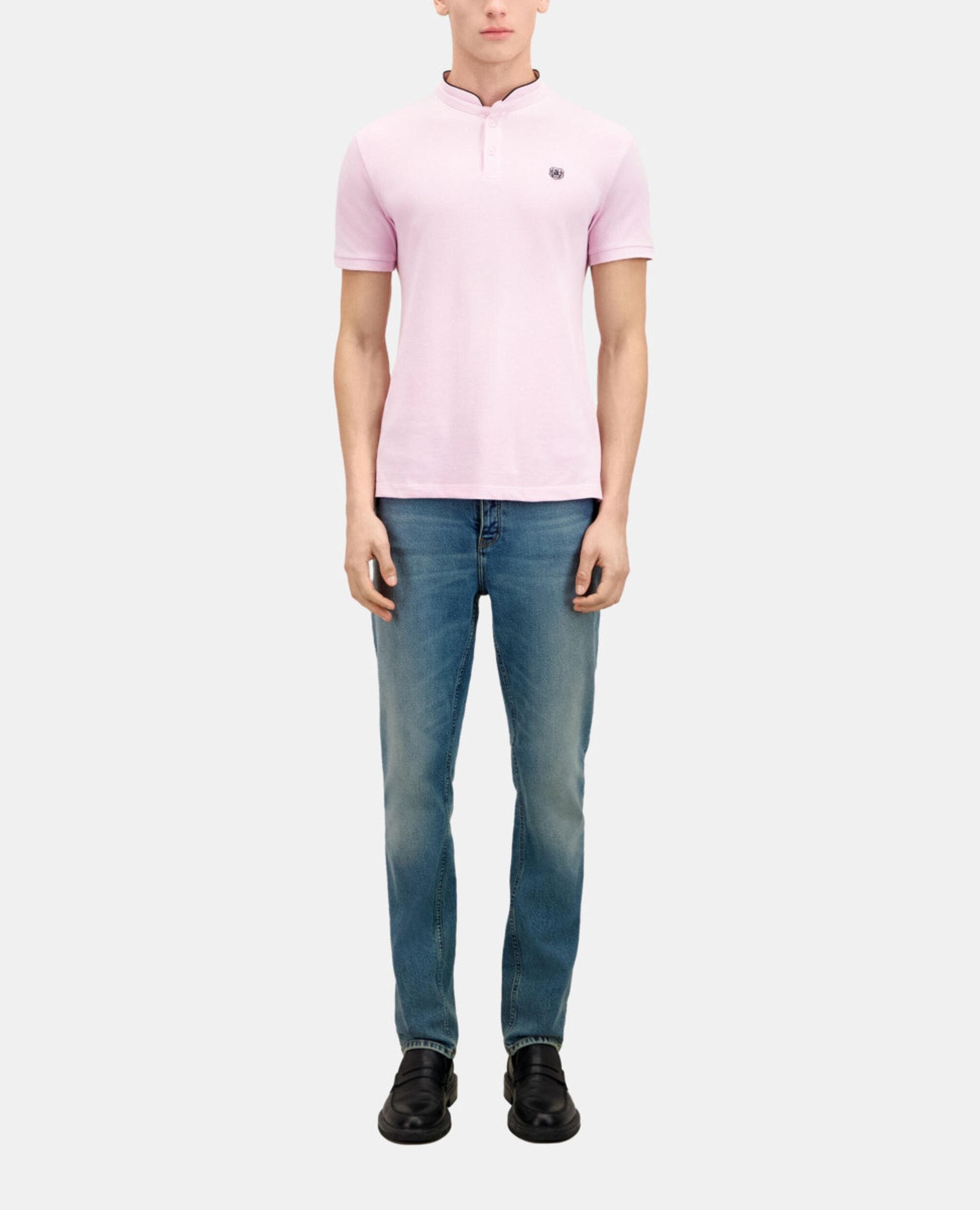 Pink cotton polo t-shirt, PALE PINK, hi-res image number null