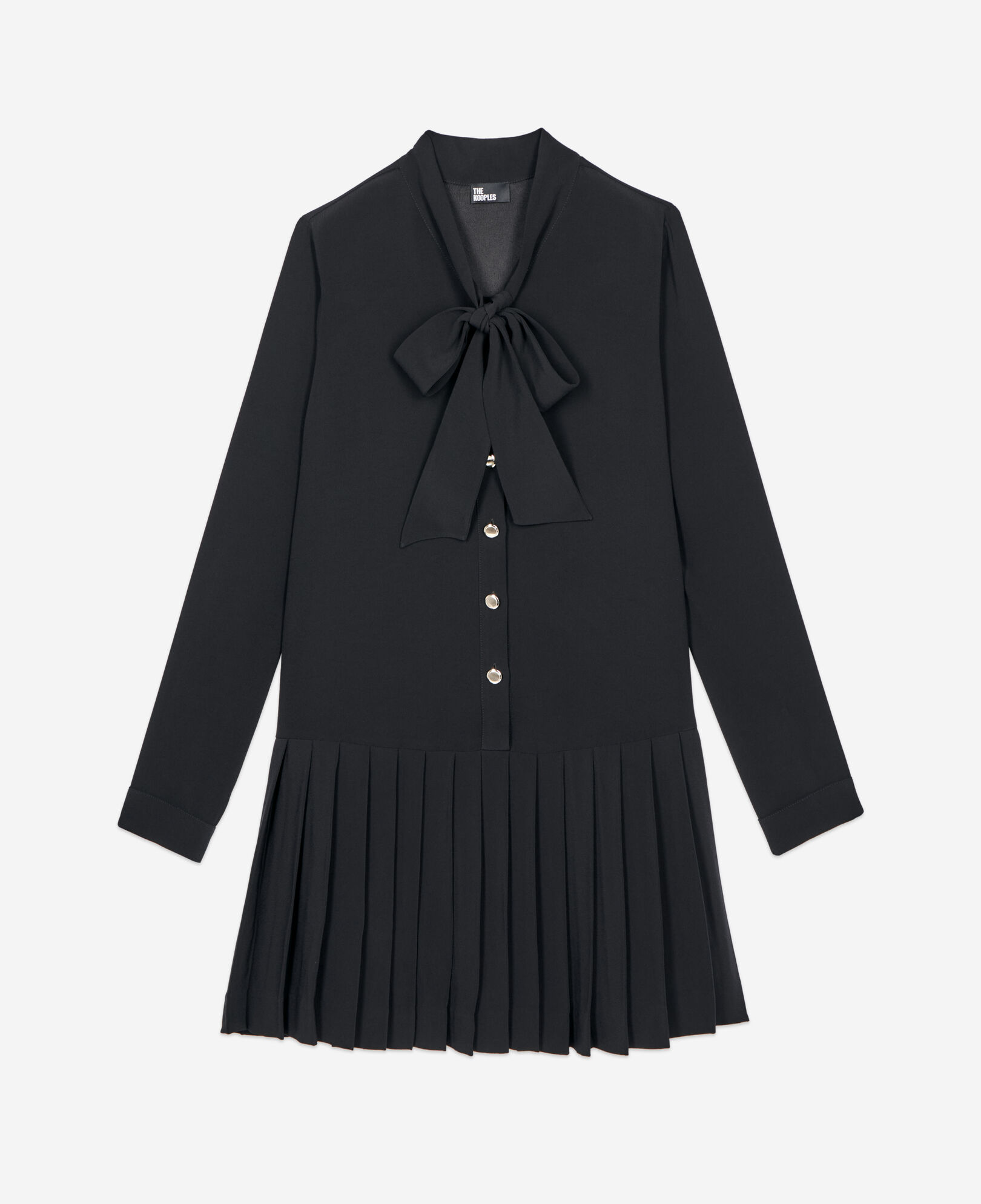 The Kooples MUJER BLACK vestido negro corto plisado