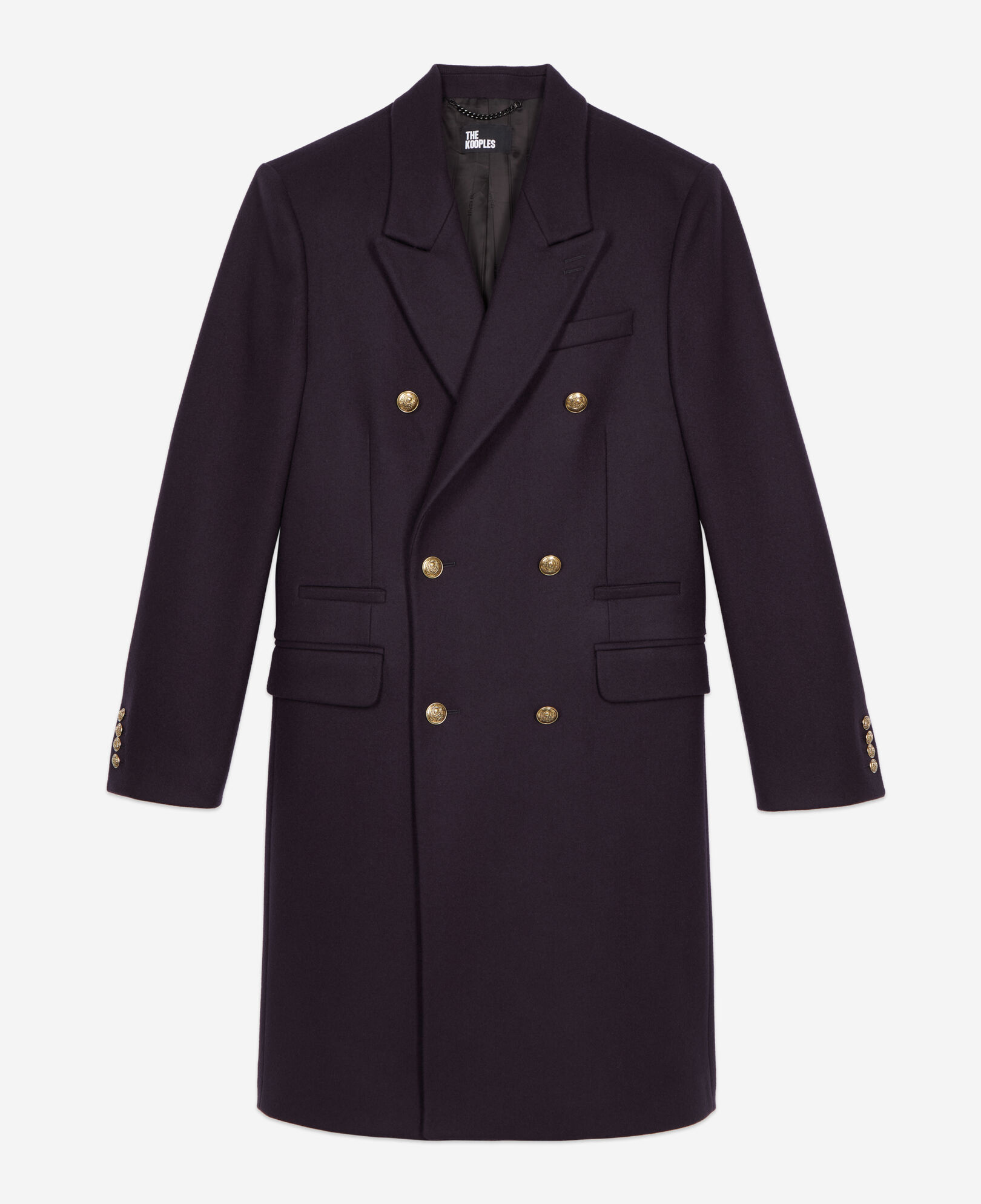 The Kooples HOMME NAVY manteau long en laine mélangée bleu marine