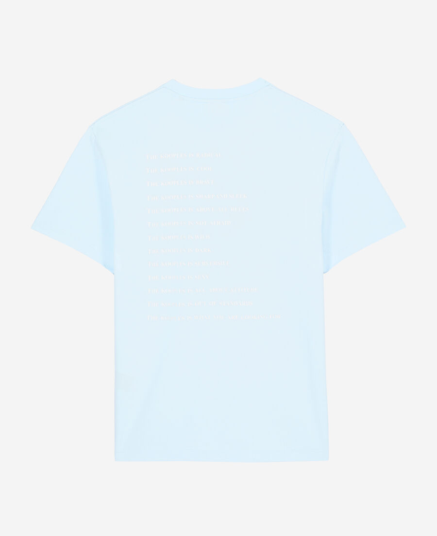 The Kooples HERREN BLUE SKY hellblaues t-shirt mit what is-schriftzug