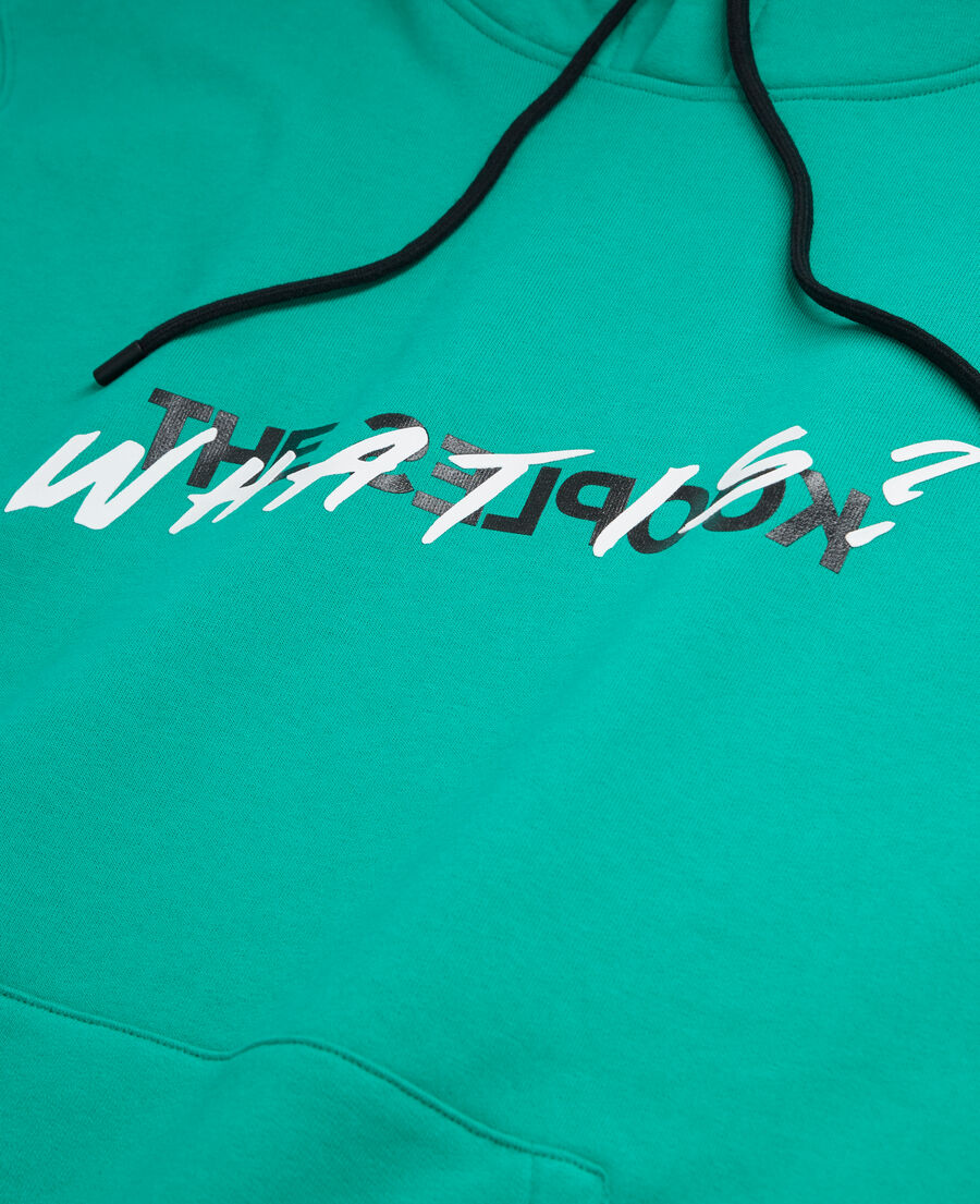 The Kooples HERREN GREEN gr&uuml;nes sweatshirt mit &bdquo;what is&ldquo;-schriftzug