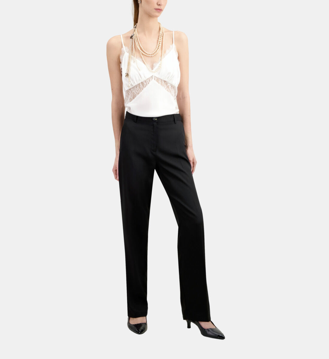 Black tencel military-style pants
