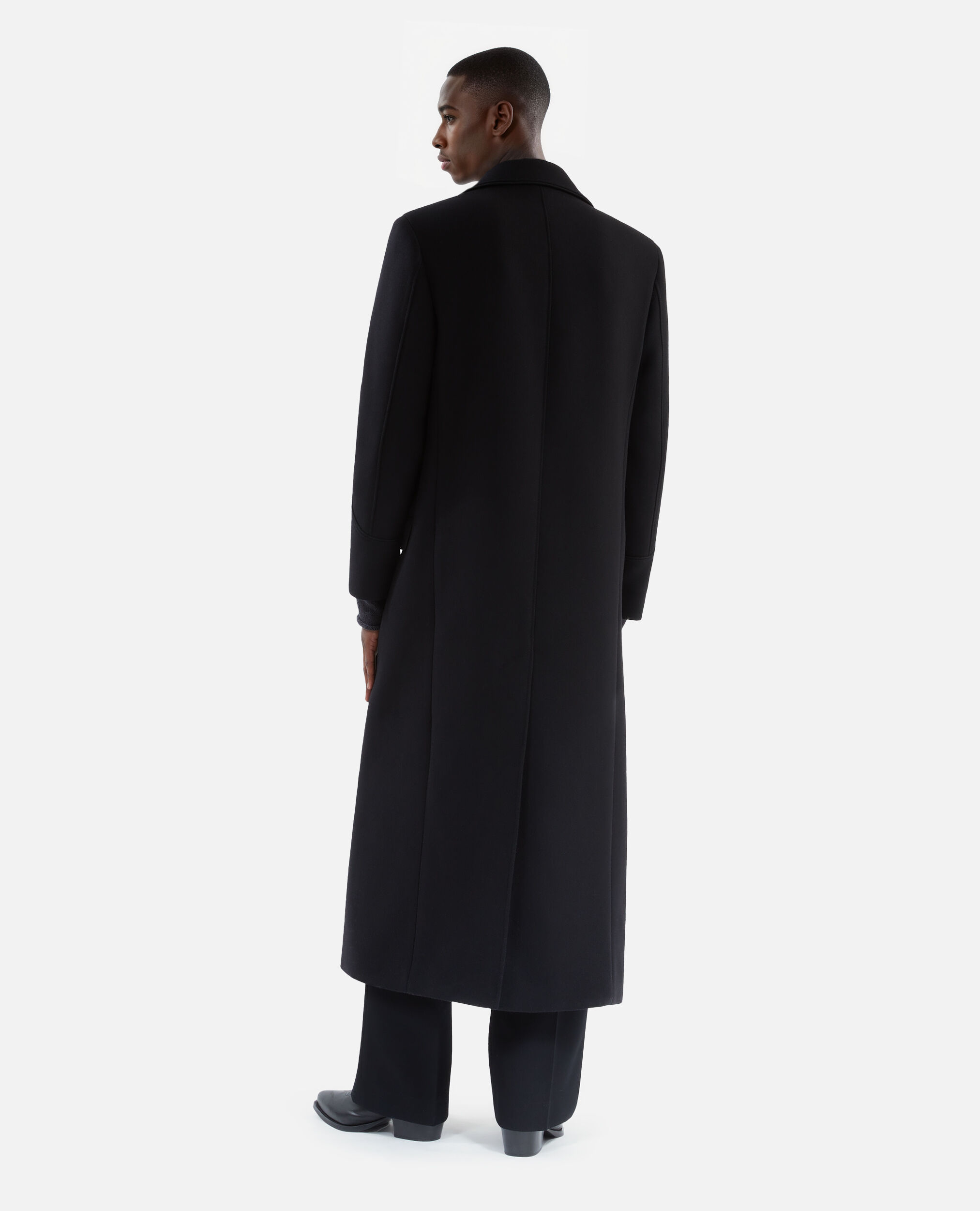 Manteau long en laine mélangée noire, BLACK, hi-res image number null