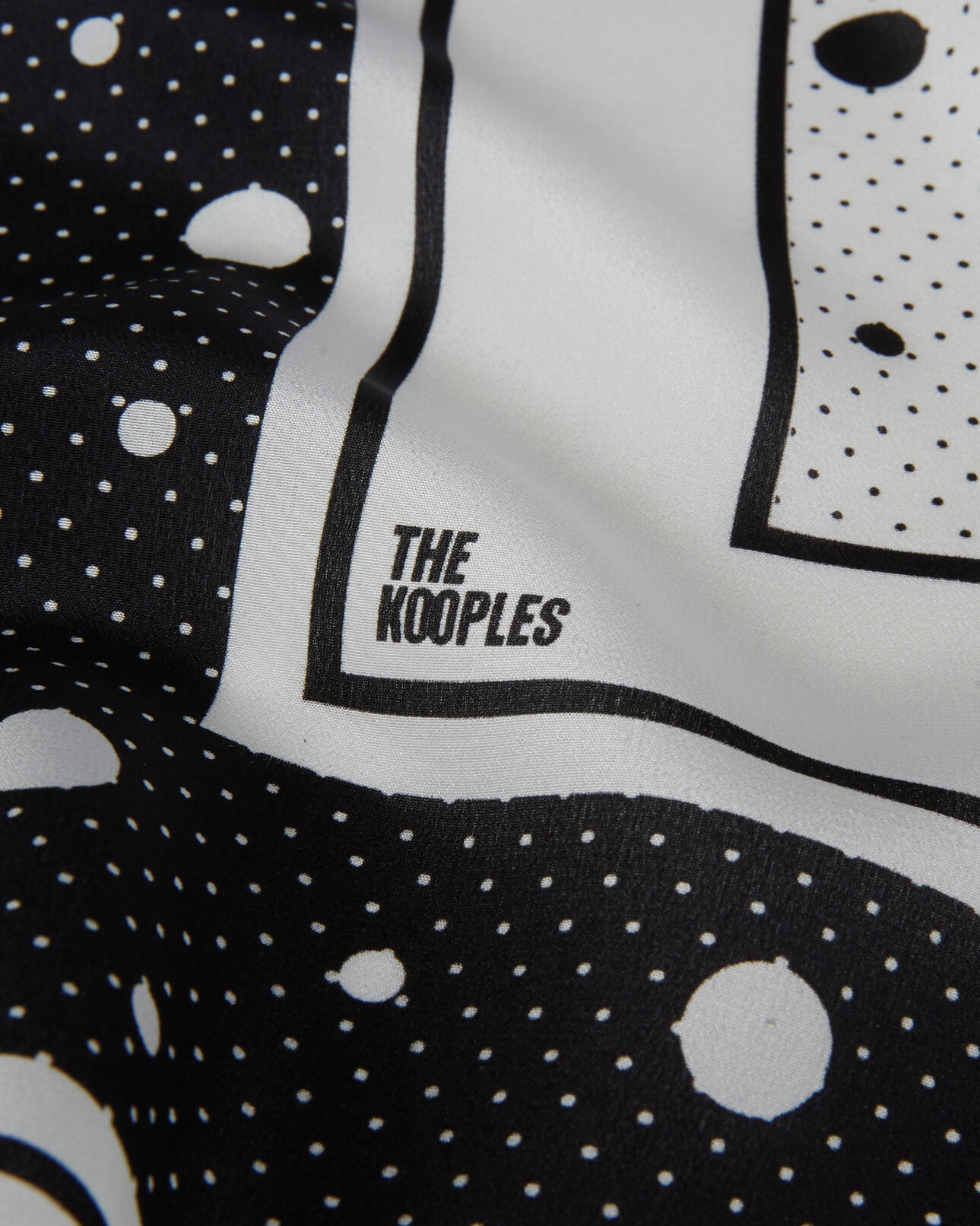 The Kooples MIXED ECRU BLACK printed satin silk scarf