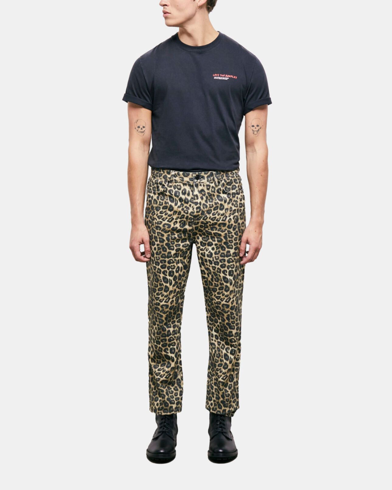 The Kooples MEN LEOPARD leopard print straight-cut jeans