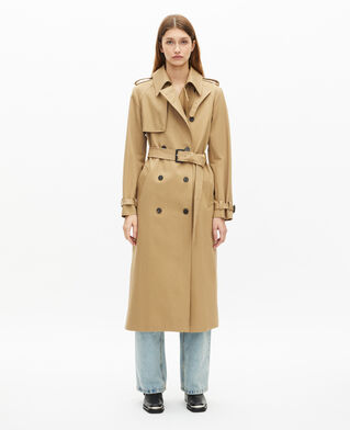 The Kooples WOMEN BEIGE long beige cotton trench coat
