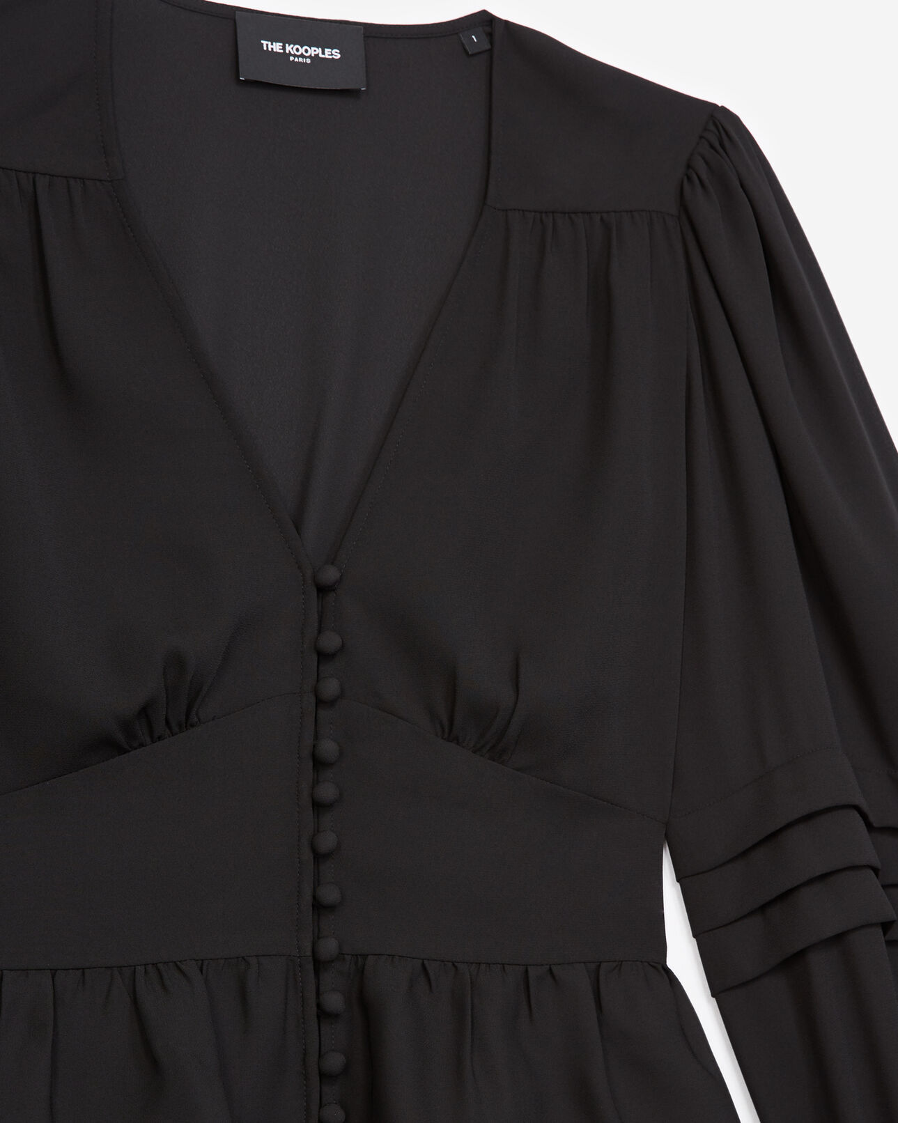 The Kooples WOMEN BLACK flowing buttoned black top with peplum