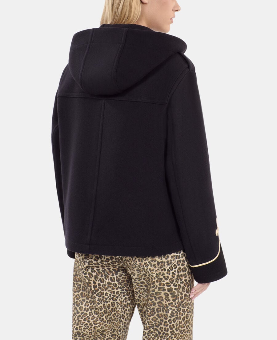 The Kooples FEMME NAVY caban court à capuche bleu marine