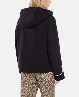 The Kooples FEMME NAVY caban court à capuche bleu marine