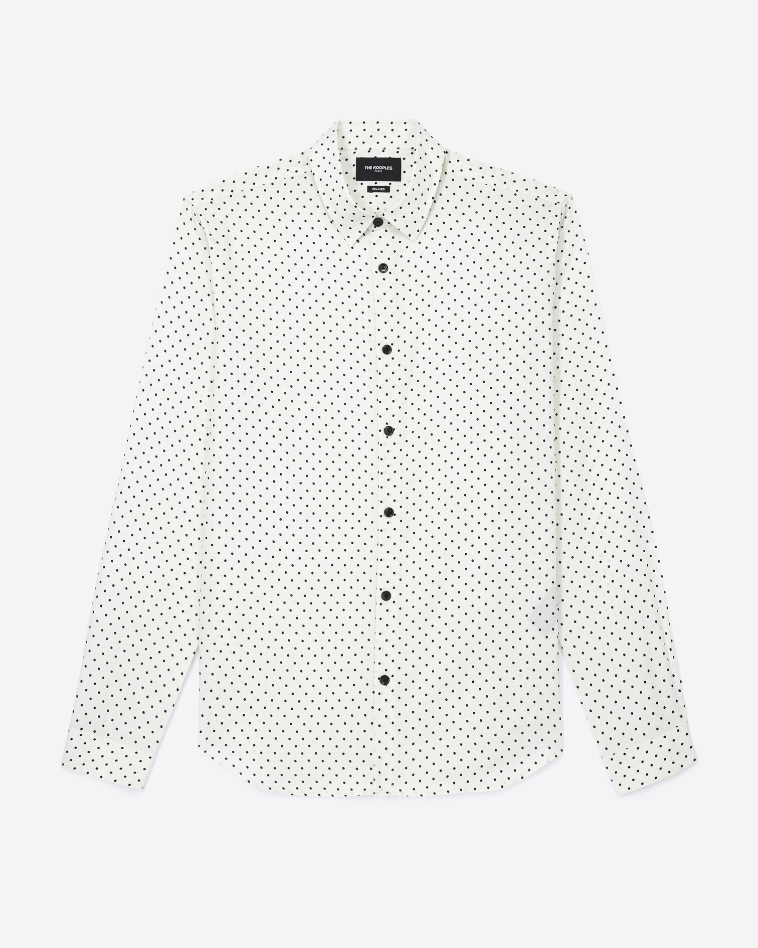 Chemise slim écrue à pois noirs, ECRU BLACK, hi-res image number null