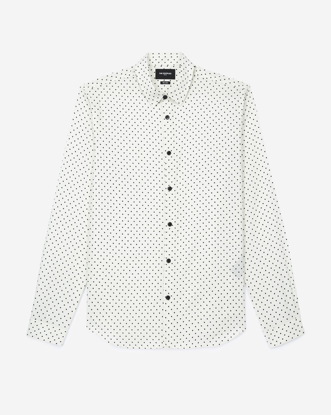 The Kooples MEN ECRU BLACK slim-fit ecru shirt with black polka dots