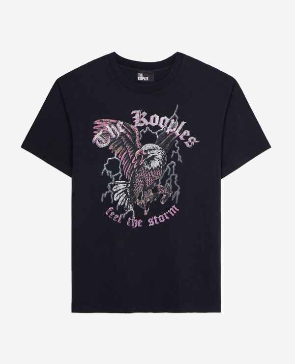 t-shirt femme noir avec sérigraphie feel the storm