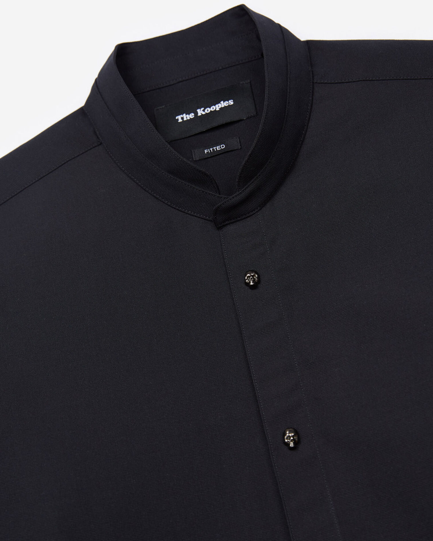 Black cotton faille shirt with officer collar, BLACK, hi-res image number null