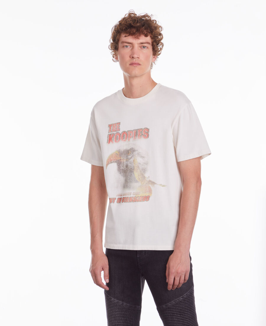 men's ecru t-shirt with eagle serigraphy