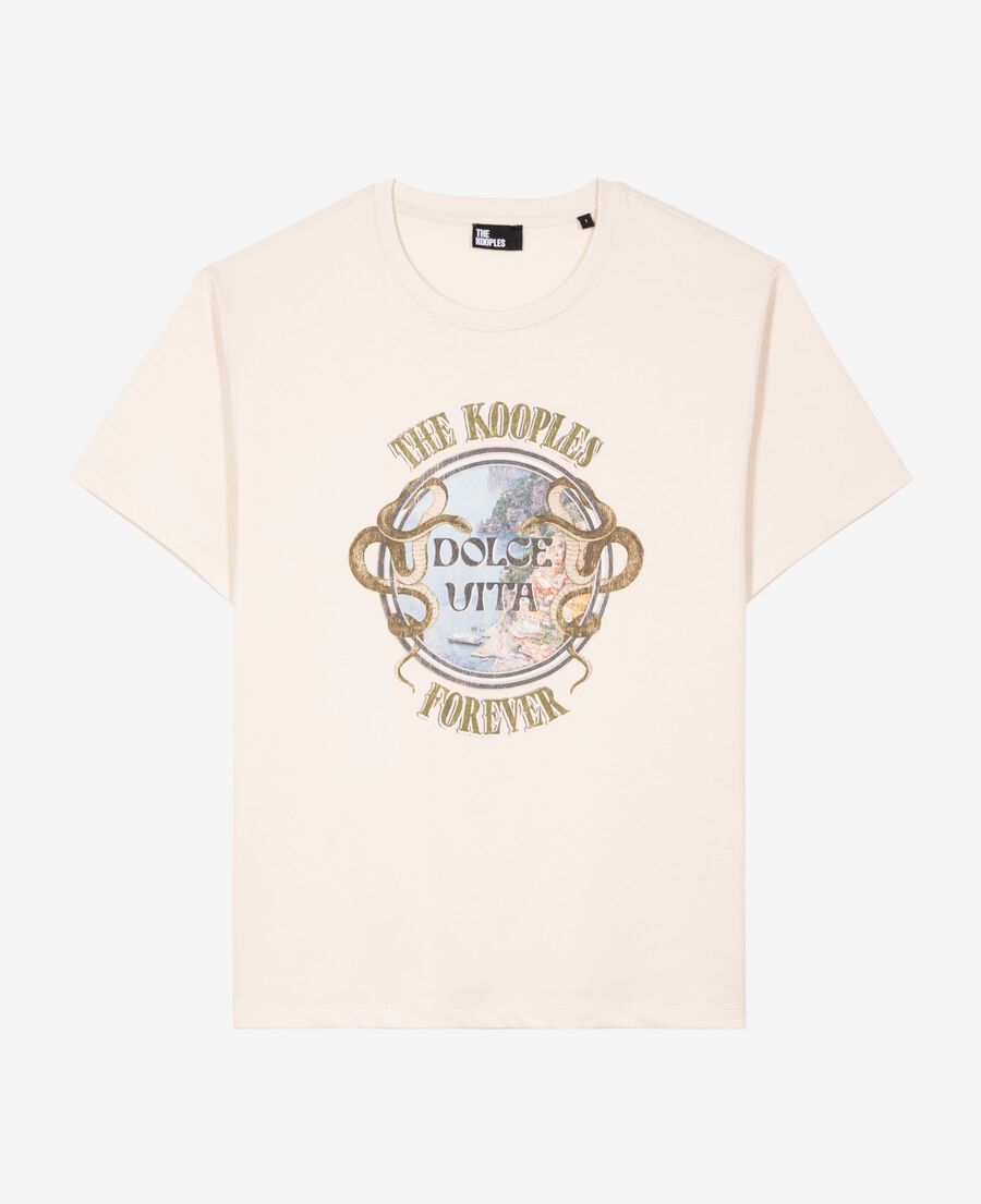 The Kooples FEMME LIGHT BEIGE t-shirt avec s&eacute;rigraphie beige