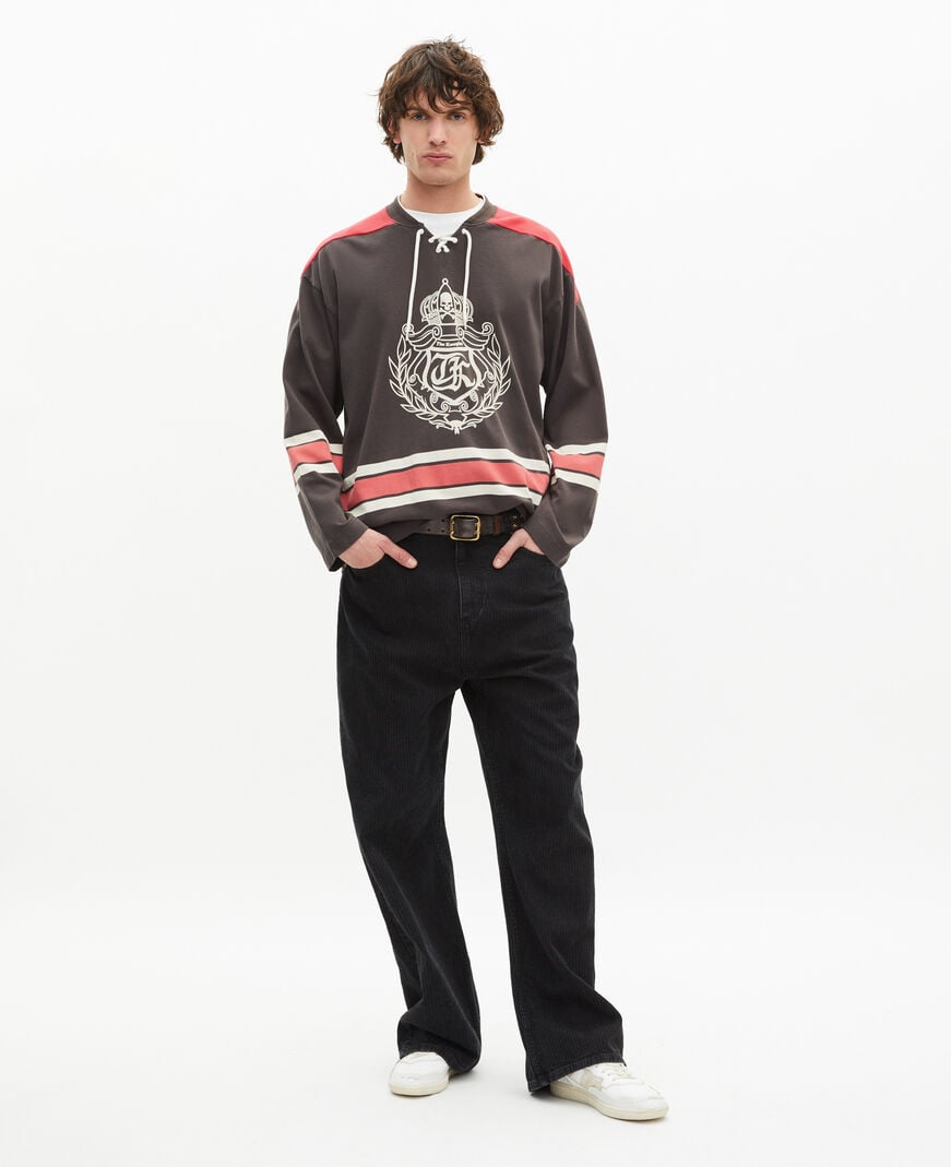 The Kooples HOMME BLACK WASHED sweatshirt avec blason noir