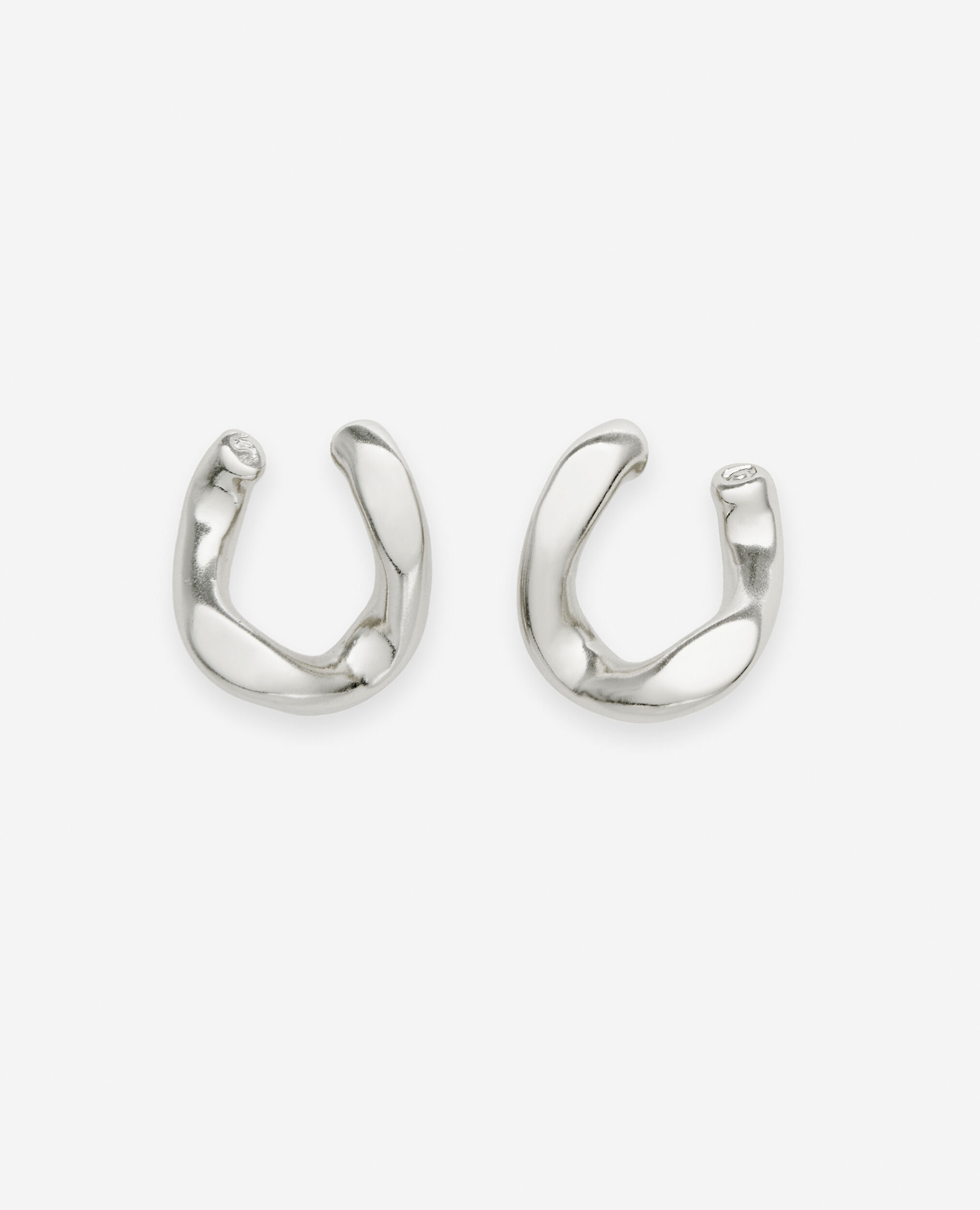 Silver earrings with small link, SILVER, hi-res image number null