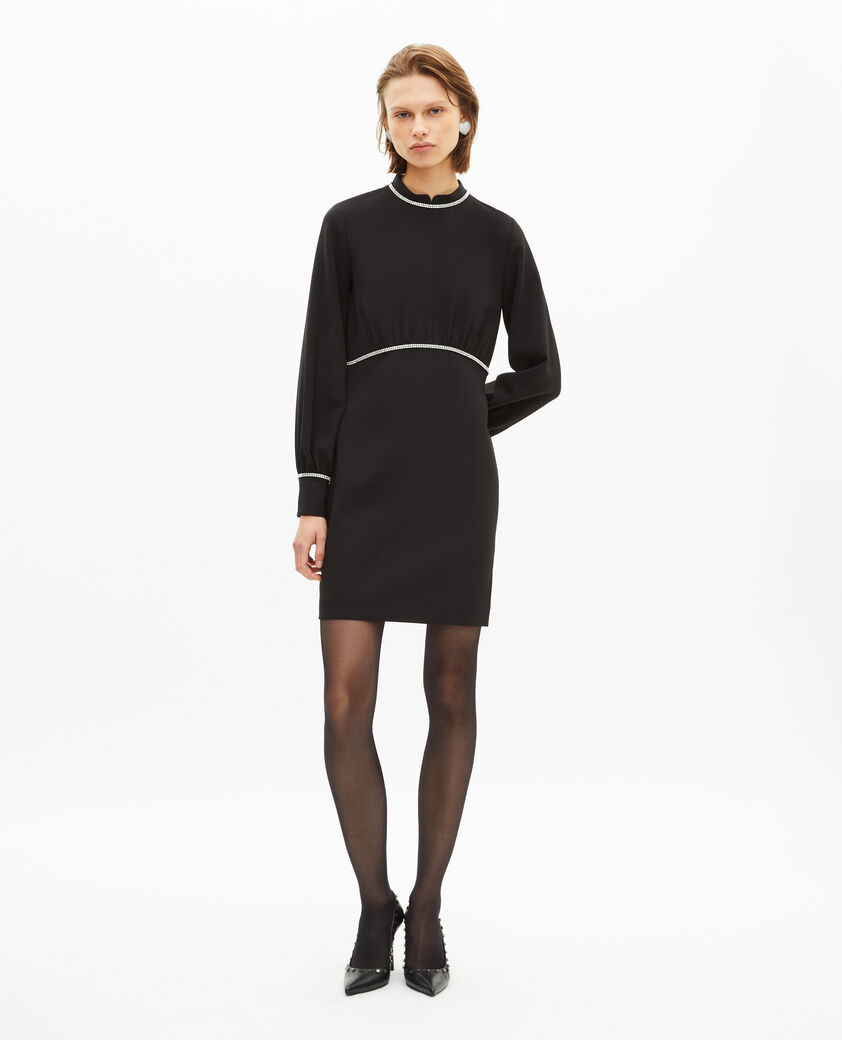 The Kooples FEMME BLACK robe courte avec détails de strass noire