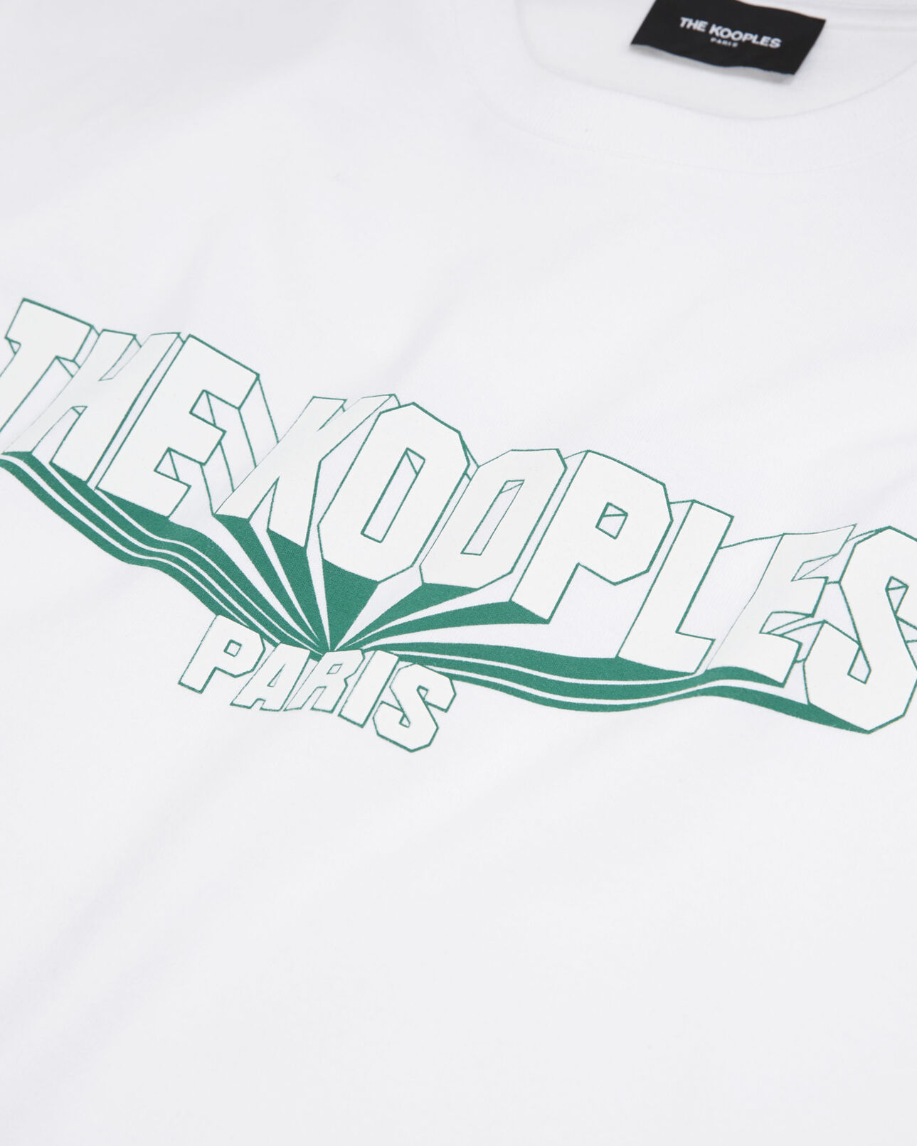 The Kooples MEN WHITE white cotton t-shirt with green 3d logo